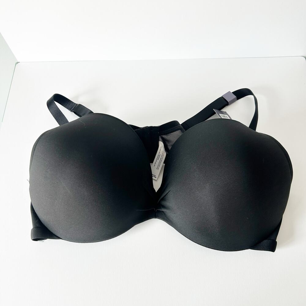 NWT Cacique The Seriously Soft Max Boost Plunge Black Bra 44DD (E)
